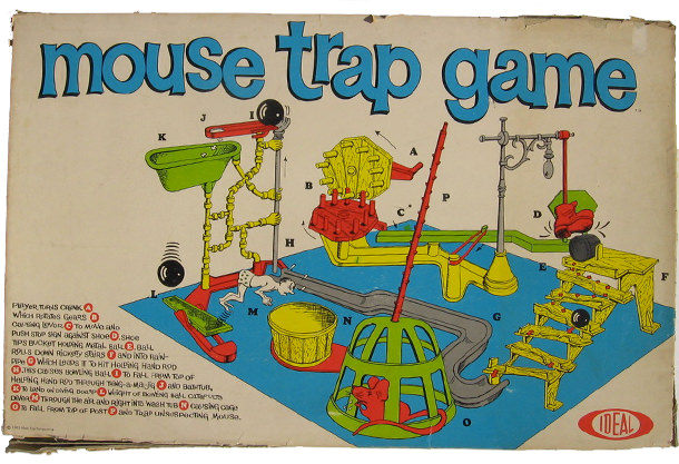 How to build A better Mouse Trap (game). See the awesome patent application  for Mouse Trap - Trivia Happy