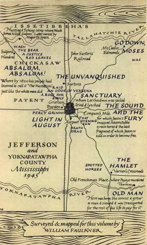 Map Of The Works of William Faulkner And Yoknapatawpha County