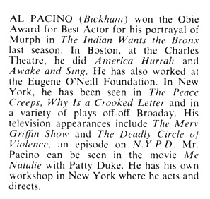 Al Pacino's First Playbill