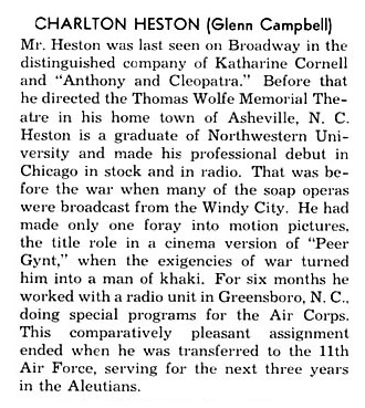 Charlton Heston's First Playbill