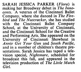 Sarah Jessica Parker's First Playbill