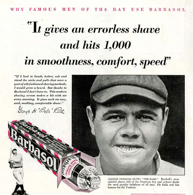 Babe Ruth Ad for Barbasol